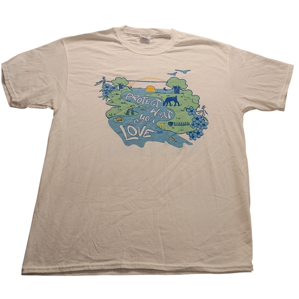 Port & Company T-Shirt Men's PC54 Protect What You Love White Large Milwaukee